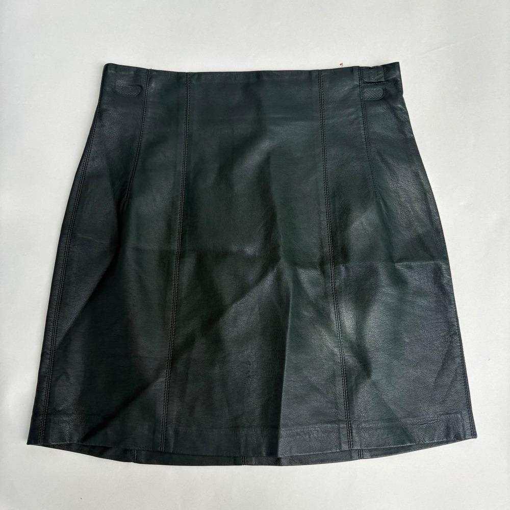 ASTR the Label Dark Green Faux Leather Mini Skirt Small High Waist A-Line Zip